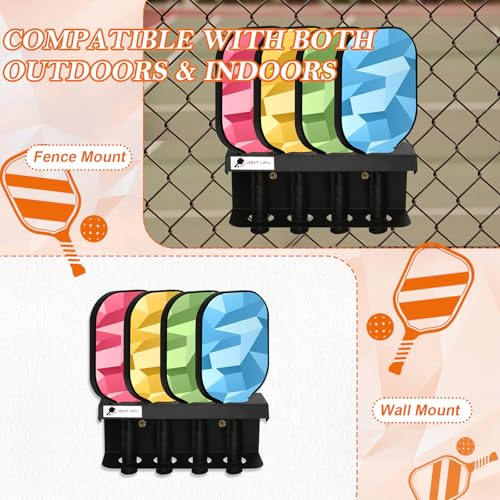 Pickleball Racket Ball Holder Holds 4/12 Paddles Pickleball Storage Rack with Label to Track Next Up Players Pickleball Paddle Holders To Fence Wall Hanging Storage Outdoor Not Include Paddles (3)