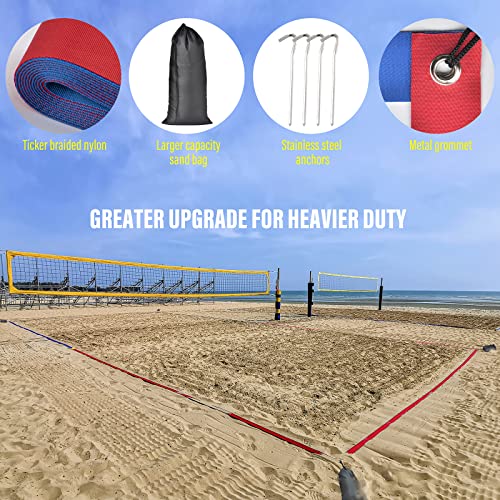 Professional Beach Volleyball Lines for Sand 26.3' X 52.6'| 30' X 60', 2 inch, Better Visible, Upgraded Weather Resistance, with Metal Anchors & Sand Bags