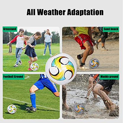 ABAJI Soccer Ball Size 3 4 5 Kids Toddlers Toy Gift Colorful Pattern Practice Training Boys Girls Come with Inflator