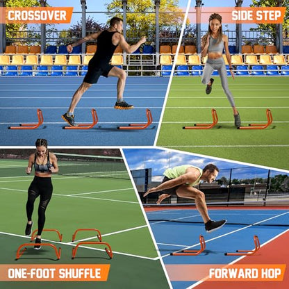Yes4All Agility Speed Training Agility Hurdles for Athletes - 5 Pack - Speed and Agility Training Equipment for Soccer Basketball Football Hurdle Training - color: A. Set 5 Hurdles Neon Orange