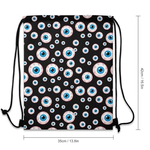 Beam Bag Large Capacity Drawstring Backpack for Volleyball Baseball Sports Workout Gear Travel Men Women, Trippy Eyeballs Pattern Bags - color: Picture (374)