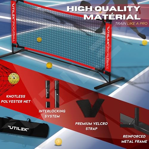 Mini Pickleball Dink Net, Small Size Set 4ft + 7ft, Paddles, Court Markers, 6 Balls, Bag, Rebounder Practice Trainer, Master Pickle Ball, Home Equipment Portable, Adjustable, Indoor, Outdoor, Driveway