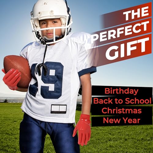 HANDLANDY Youth Football Gloves, Kids Sticky Receiver Gloves,Super Grip Football Glove Best Gift for Boys,Girls - color: Red, size: X-Small-Youth
