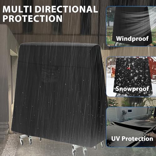 Ping Pong Table Cover Outdoor Waterproof, 600D Oxford Fabric Table Tennis Cover Indoor & Outdoor Fits Universal 9x5 FT Tables Folding & Flat Tables with Paddles Organize Bag