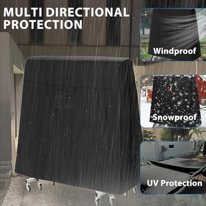 Ping Pong Table Cover Outdoor Waterproof, 600D Oxford Fabric Table Tennis Cover Indoor & Outdoor Fits Universal 9x5 FT Tables Folding & Flat Tables with Paddles Organize Bag