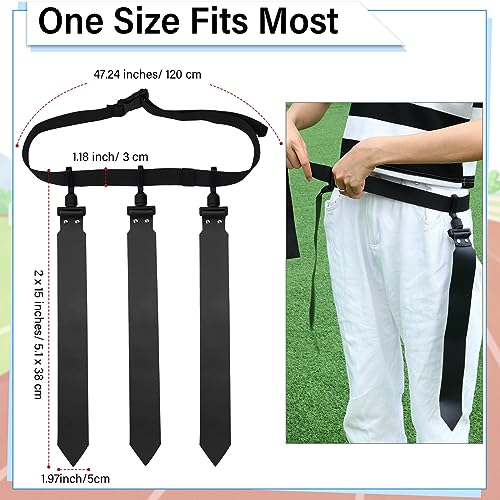Hungdao 10/12 Players Flag Football Belts and Flags Adjustable Football Belts for Kids Teens Adults Team Training Sport Event - color: Black, White