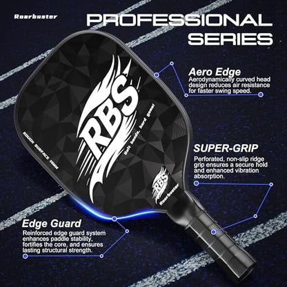 Pickleball Paddles Set of 2 or Single Option-Fiberglass or Carbon Fiber Face – Durable Solo Paddle or Complete Set with Balls & Carry Bag – Improved Spin & Precision