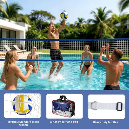 15FT Pool Volleyball Net with 10Ft Straps Portable Volleyball Net with Carrying Bag Volleyball Small Pool Net for Outdoor Indoor Backyard Yard Beach Above Ground Pool Swimming Pool (Net Only)
