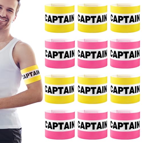 VioraWhite 12pcs Captain Arm Bands for Soccer Captain Armband Adjustable Unisex Elastic for Team Training - color: Yellow，pink