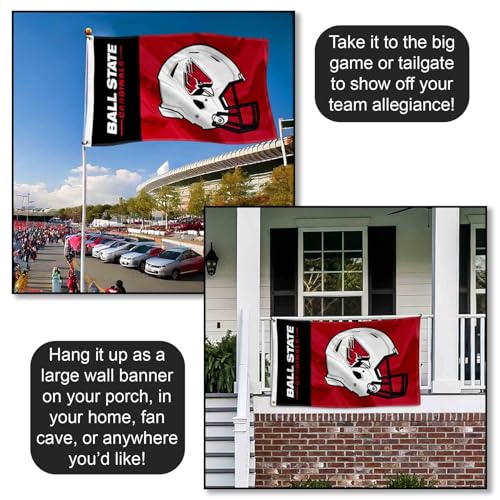 Ball State Cardinals Football Helmet Flag