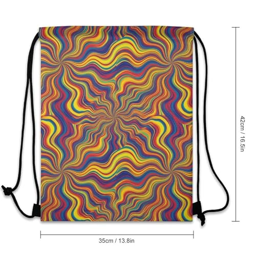 Travel Drawstring Backpack Theft Proof Cinch Sack Water Resistant Sackpack for Camping Hiking Outdoor Sports, Psychedelic Infinity Bags - color: Picture (632)