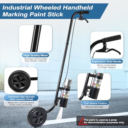 CAROD Marking Wand for Inverted Marking Spray Paint, Industrial Wheeled Marking Stick for Line Paint Stripe Ground, Side Push Marking Paint Wand for Sport Field Utility Marking Applicator