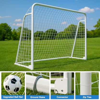 MOPHOTO Soccer Goal, 6X4/8x6/10x6.5/12x6/16x7/18.5x6.5/21x7/24x8ft Soccer Goals for Backyard, Full Size Soccer Goal for Teens & Adults Training - size: 8x6FT, style: Alloy Steel-Foldable