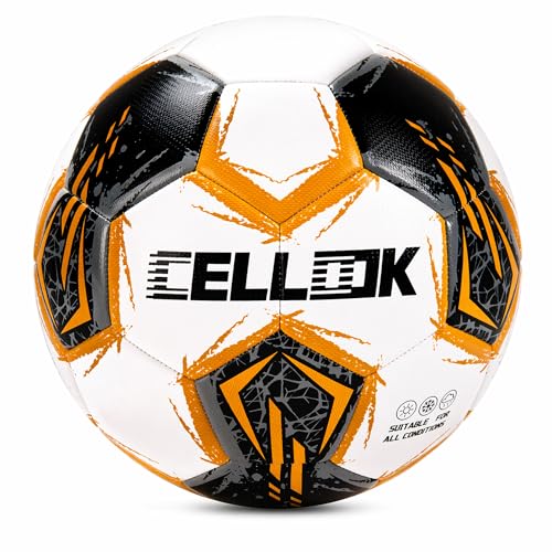 Soccer Ball Size 5 Size 4 - Deflated with Pump & Mesh Bag, Durable & Sturdy Design, Indoor/Outdoor Training Sports Game Ball, Official Size - Ideal Soccer Gift for Youth Teens Adult - color: Orange and White, size: Size 5