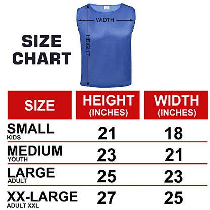 Athllete 12 pcs Duramesh Pinnies/Scrimmage Vest - Kids Youth and Adult Pinnies, Numbered Penny Jerseys for Soccer - color: Azure Blue (Set of 12), size: Medium
