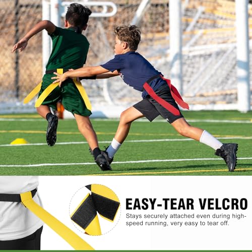 BORNEW Flag Football Set - 14/20 Player Adjustable Belts with Cones, Football, Pump, Bag, for Youth and Adults Training - color: 1.red Yellow With Black Pump, style: 20 Player Kit