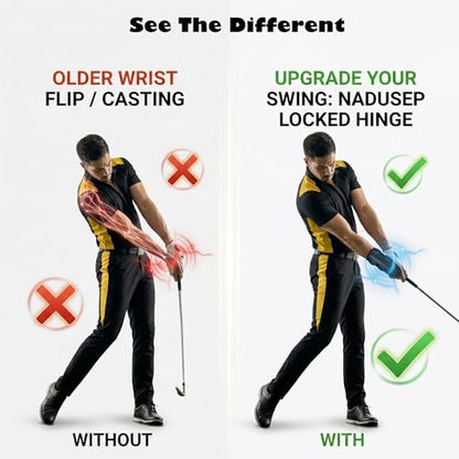 NADUSEP Golf Wrist Brace with Arm Band, Golf Swing Training Aid Kit to Correct Wrist Angle, Improve Swing Plane & Build Muscle Memory – Golf Swing Trainer for Beginners and Practice