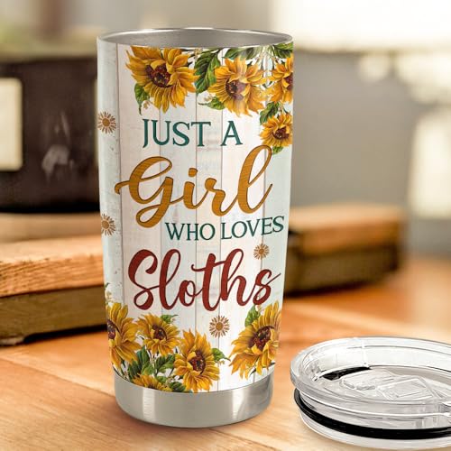 SANDJEST Sloth Tumbler 20oz Stainless Steel Insulated Coffee Travel Mug Cup for Women Girls Sloth Gifts for Birthday Christmas Mothers Day - color: Sloth