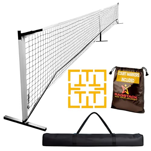 Pickleball Set of Portable Pickleball Net for Driveway & Court Marking Kit with Pickle Ball Bag - Easy Setup Outdoor & Indoor Pickle Ball Equipment for Recreational & Competitive Play
