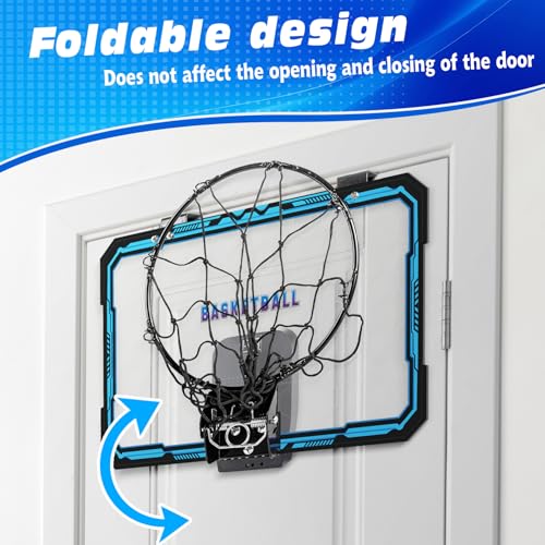 Indoor Basketball Hoop Boys Gifts for Teens Door Room Basketball Hoop Mini Hoop with Scoreboard, 3 Balls and Batteries Basketball Toys for 8 9 10 11 12