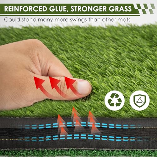 Heavy-Duty Golf Hitting Mat – Dual Turf Design Simulates Fairway & Rough for Real Course Feel, Indoor/Outdoor Practice Mat for Full Swing & Chipping Training, Easy Carry Strap - size: 2'×1.3'FT
