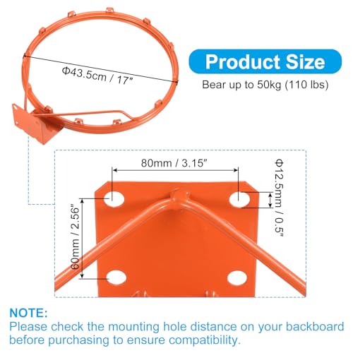 PATIKIL Basketball Rim, Replacement Wall Door Mounted Hanging Standard Goal Fit Most Sizes of Backboard Indoor and Outdoor