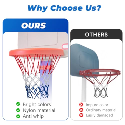 Basketball Net Compatible with Little Tikes,Professional Heavy Duty Basketball Net Replacement,Suitable for Outdoor Standard Basketball Hoop,White-Red-Blue