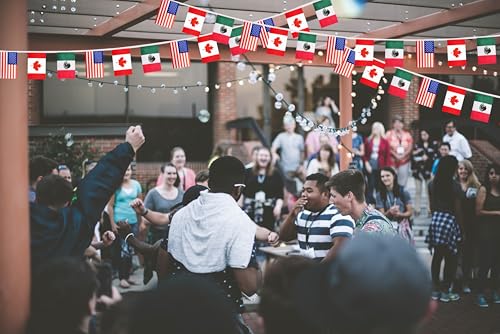 2 Pack America, Canada and Mexico Small String Flag, 100 Feet 72 Pcs Pennant Banner Bunting Flags, Football Match Game Soccer Party Decor, Celebration (2)