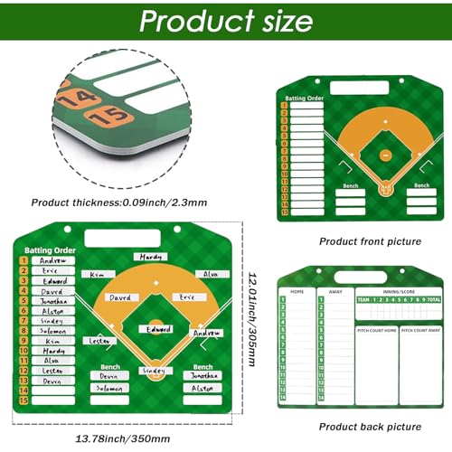 Magnetic Baseball Lineup Board | Baseball Dry Erase Coaching Broad | Softball Lineup Cards Marker Boards | Baseball Clipboard for Coaches | Baseball Lineup Board for Dugout