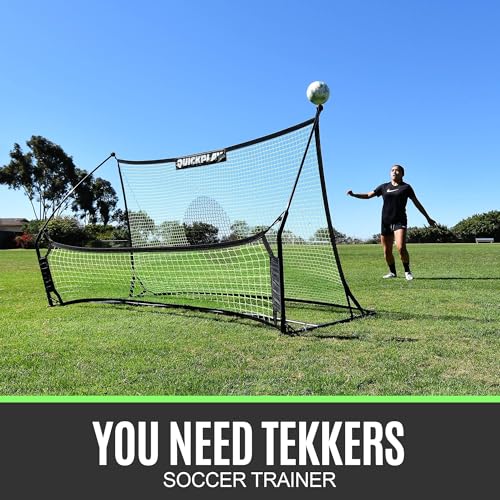 QuickPlay Tekkers Trainer 6.5x4ft Soccer Rebounder Net - Dual Net Soccer Trainer for Backyard Training - Portable Soccer Rebounder for Passing, First Touch & Control