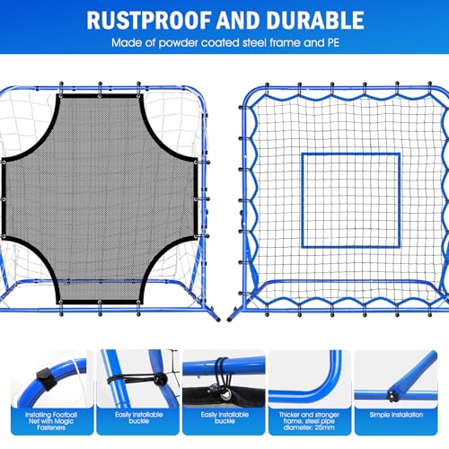 Soccer Baseball Rebounder Net, Soccer Goal Net, Volleyball Softball Rebound Pitchback Net Quick-Switch Angle Training for Control, Passing Practice, Bounce Back Rebounder Goals Gifts Trainer Equipment - size: 4FTx4FT