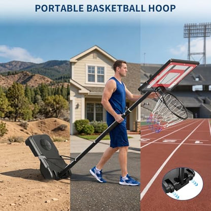 Basketball Hoop Outdoor 33/44/48 Inch Shatterproof PC Backboard, 4.92-10FT Stepless Adjustable Height, Portable Basketball Hoop with Wheels for Backyard, Driveway and Court - size: 33 Inch Backboard