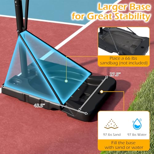 Goplus Portable Basketball Hoop Outdoor for Adults, 5.6-10 FT Adjustable Basketball Hoop Goal System with Shatterproof Backboard, Shock Absorbent Rim, Fillable Base, 2 Wheels, for Backyard Driveway