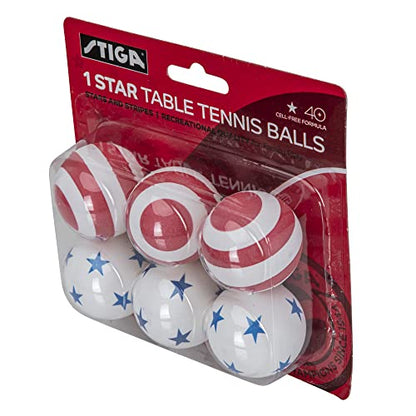 STIGA 1-Star Balls - color: Stars and Stripes, size: 6 Pack