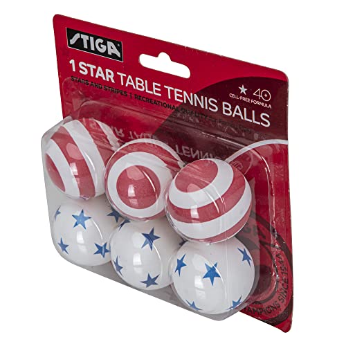 STIGA 1-Star Balls - color: Stars and Stripes, size: 6 Pack