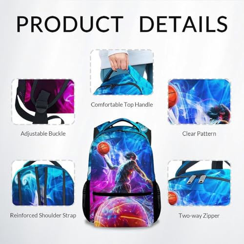 Basketball Backpack for Boys Sports School Bookbag - Kids Lightweight Schoolbag for Youth Preschool Elementary Middle Students (17 Inch) - color: Deep Purple