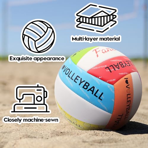 Size 5 Volleyball with Pump, Waterproof Solf Beach Volleyball for Indoor Outdoor Match Games