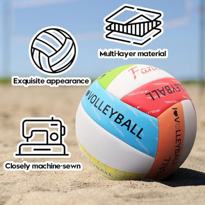 Size 5 Volleyball with Pump, Waterproof Solf Beach Volleyball for Indoor Outdoor Match Games