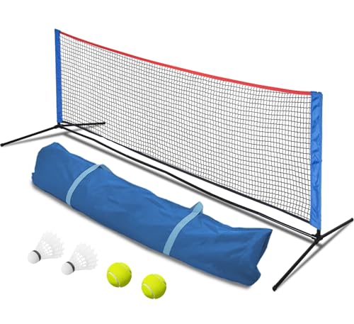 MiniTang Retractable Tennis Net - 10x5.2FT Portable Adjustable Height Steel Frame Net for Pickleball Volleyball Badminton, for Backyard Driveway Camping with Carry Bag