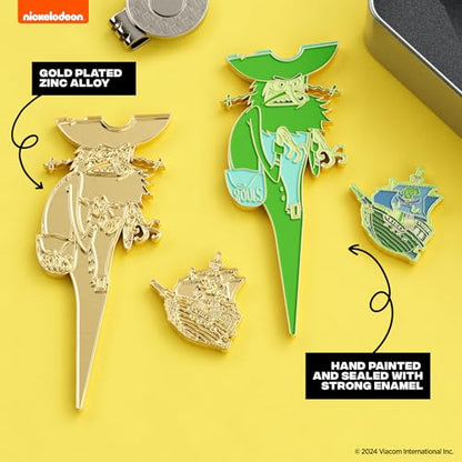 Spongebob Squarepants Spongebob Flying Dutchman Divot Tool and Ball Marker – Magnetic Collectible Golf Gift Set with Hat Clip & Tin for Golfers