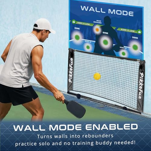 PIKKOFUN React Mini Pickleball Ball -5 Pack Quiet Training Balls & PIKKOFUN Small Mini Pickleball Net 5 ft Bundle
