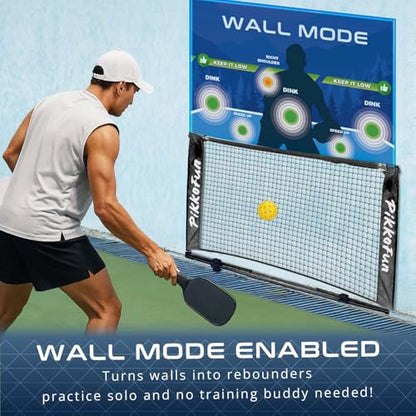 PIKKOFUN React Mini Pickleball Ball -5 Pack Quiet Training Balls & PIKKOFUN Small Mini Pickleball Net 5 ft Bundle