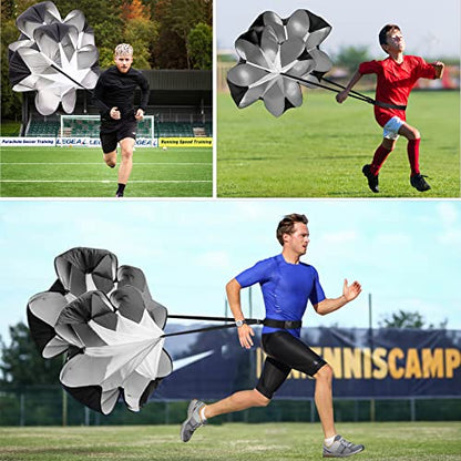 KUYOU Running Speed Training Speed Chute Resistance Parachute for Speed and Acceleration Training Fitness Explosive Power Training 56-Inch - style: 2 Resistance Parachutes + 1 Adjustable Belt