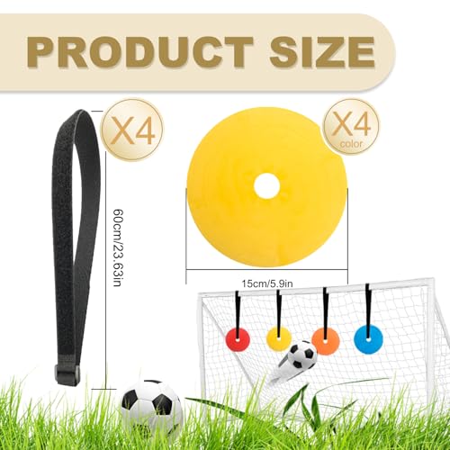 Soccer Targets for Goal, Training Equipment for Football Hockey Lacrosse - Goal Target Discs & Adjustable Straps, Football Shooting Aiming Agility Practice Game