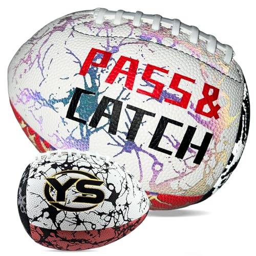 Holographic PassCatch Training Football - Solo Practice Trainer for Passing & Catching, Durable Composite Material with Dazzling Flash-Activated Light Show, - color: Red＆White