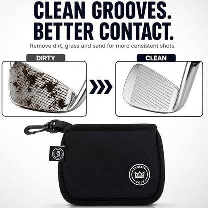 Golf Club and Ball Cleaner for Golf Bag, Clip-On Club and Ball Cleaner Pouch with Waffle Towel Interior, Wet Inside Dry Outside, Club and Ball Cleaner for Golf Bag Use On Course