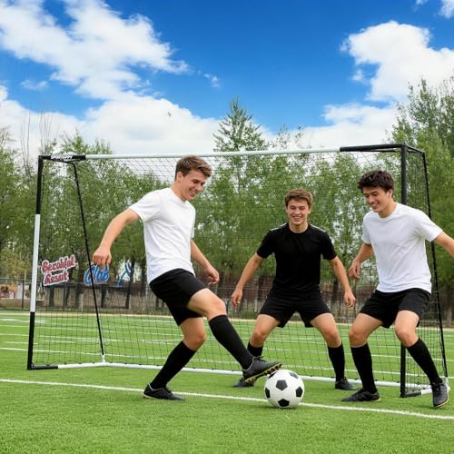 Heavy Duty Soccer Goal 2.6x3|4x6|6x8|6.5x10|6.5x12FT, All-Weather Steel Frame Tool-Free Quick Assembly Football Training Goal, Multi-Size Backyard & Match Equipment with Ground Stakes - size: XL | 198x300cm