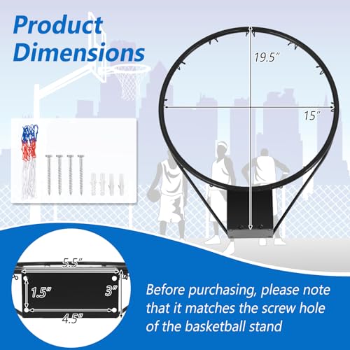 Goplus 18’’/15’’ Replacement Basketball Rim, Wall Door Mounted Basketball Hoop with All Weather Net, Indoor Outdoor Hanging Basketball Rim Goal Outside - size: 18", style: Black