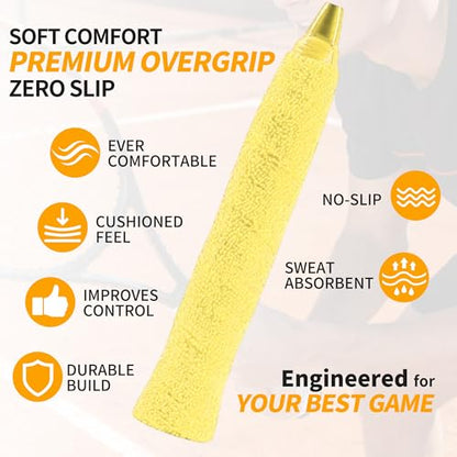 2 Pcs Tennis Racket Grip Tape, Towel Tennis Overgrip Tape, Anti-Slip Absorbent Grip, Racket Overgrip Tape,9 Colors - color: Yellow