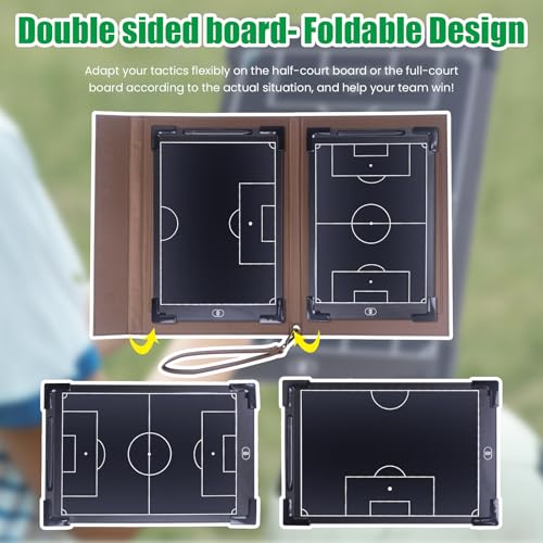 Soccer Coaching Board 16 Inch LCD Digital Tactical Board, Full & Half Field Double Board Set,Magnetic Soccer Training Equipment with Premium Leather Protective Case for Coaches and Teams